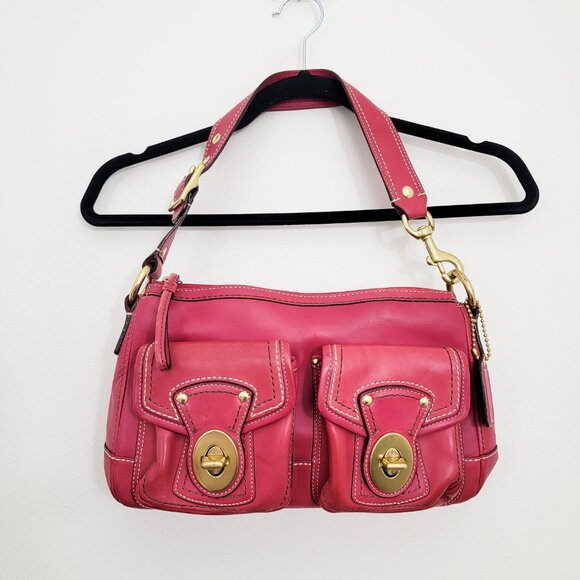 Coach Legacy Y2K Double Turnlock Satchel Shoulder Bag in Raspberry F12868 - Picture 1 of 16